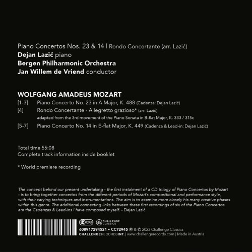 CD / Mozart / Piano Concertos Nos.23 & 14 / Bergen Philharmonic