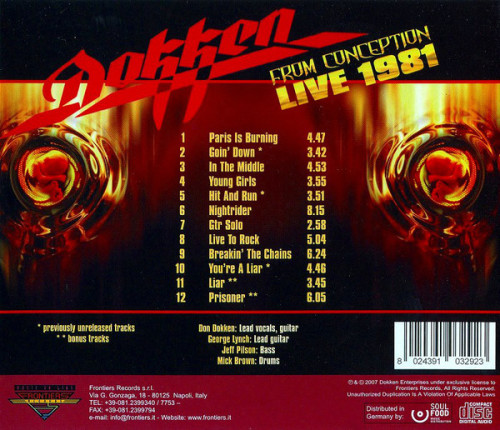 CD / Dokken / From Conception / Live 1981