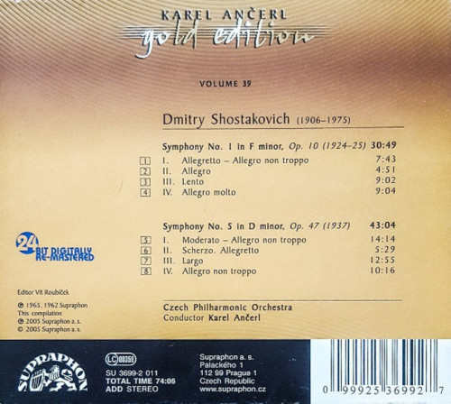 CD / An�erl Karel / Gold Edition Vol.39 / Shostakovich