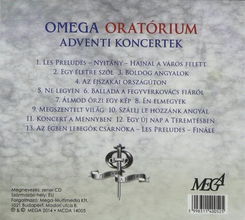 CD/DVD / Omega / Orat�rium / Adventi koncertek / Digipack / CD+DVD