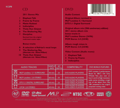 CD/DVD / King Crimson / Discipline / 40th Anniversary Series / CD+DVD
