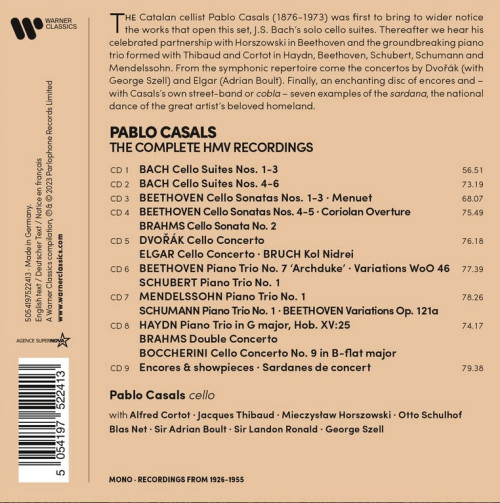9CD / Casals Pablo / Complete Hmv Recordings / Box / 9CD
