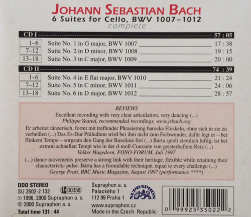 2CD / B�rta Ji�� / Bach / Cello Suites / 2CD