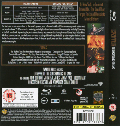 Blu-Ray / Led Zeppelin / Song Remains The Same / Blu-Ray