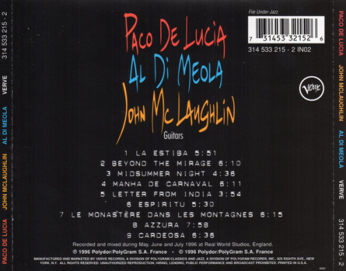CD / De Lucia/Di Meola/McLaughlin / Guitar Trio
