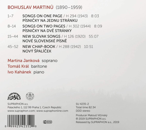 CD / Martin� Bohuslav / P�sn� / Martina jankov�,Tom� kr�l,Ivo Kah�ne