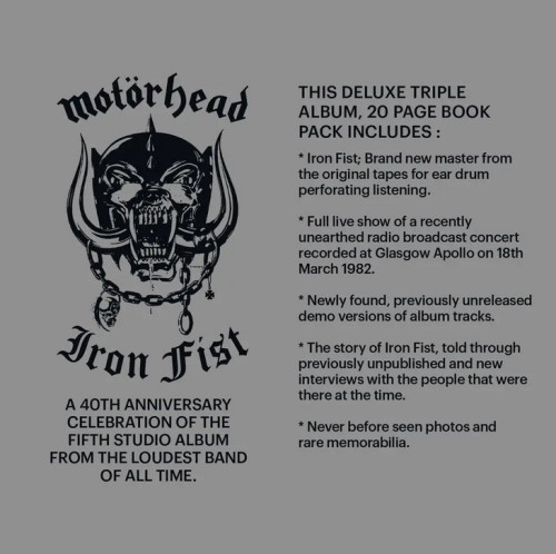 3LP / Mot�rhead / Iron Fist / 40th Anniversary Edition / Vinyl / 3LP