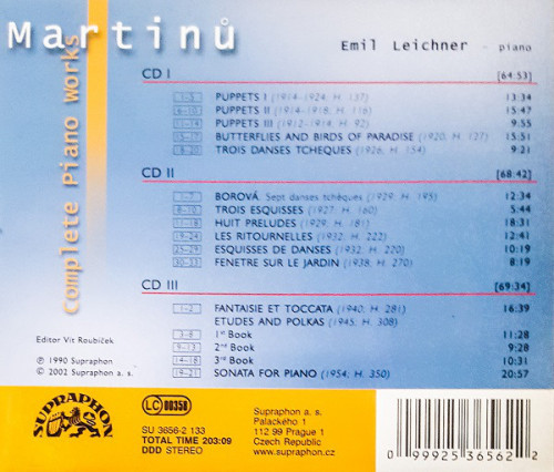 3CD / Martin� Bohuslav / Piano Works