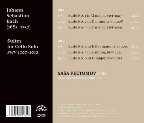 2CD / Bach J.S. / Cello Suites / Sa�a Ve�tomov / 2CD
