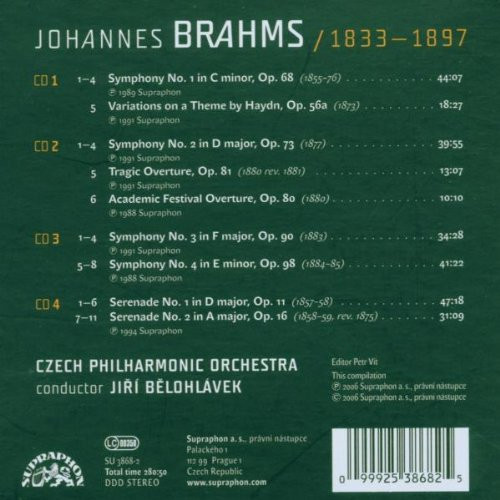 4CD / Brahms Johannes / Symfonie �.1-4,Seren�dy,P�edehry / CPO / 4CD