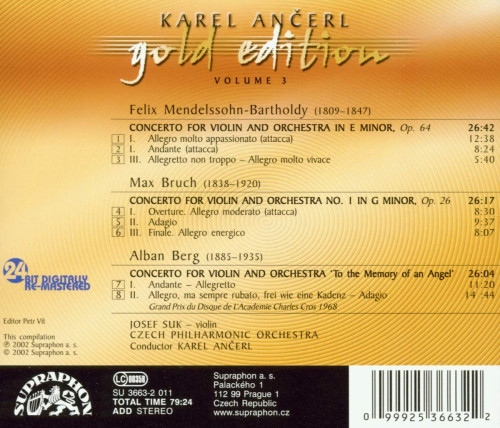 CD / An�erl Karel / Gold Edition Vol.3 / Mendelssohn-Bart.,Bruch,Berg
