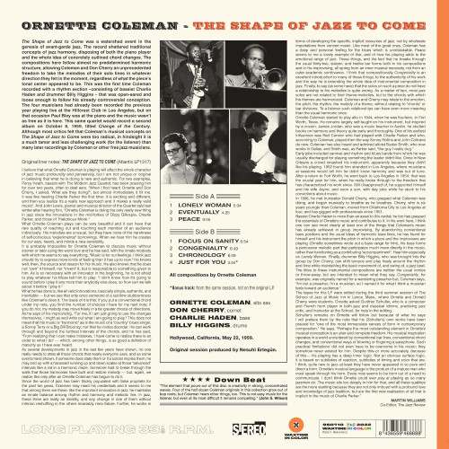 LP / Coleman Ornette / Shape of Jazz To Come / Solid Orange / Vinyl