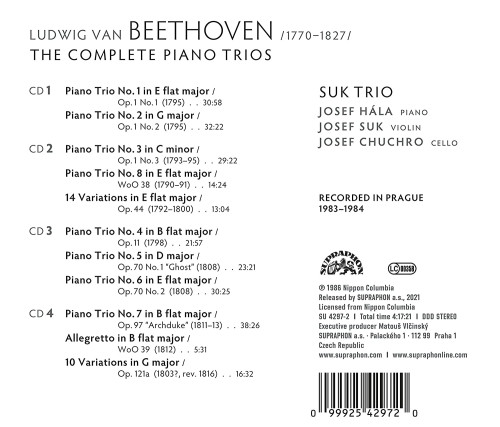 4CD / Beethoven / Kompletn� klav�rn� tria / Sukovo trio / 4CD