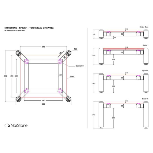 HIFI / HIFI / Hi-Fi stolek / Norstone:Spider 1 / Black / 23cm